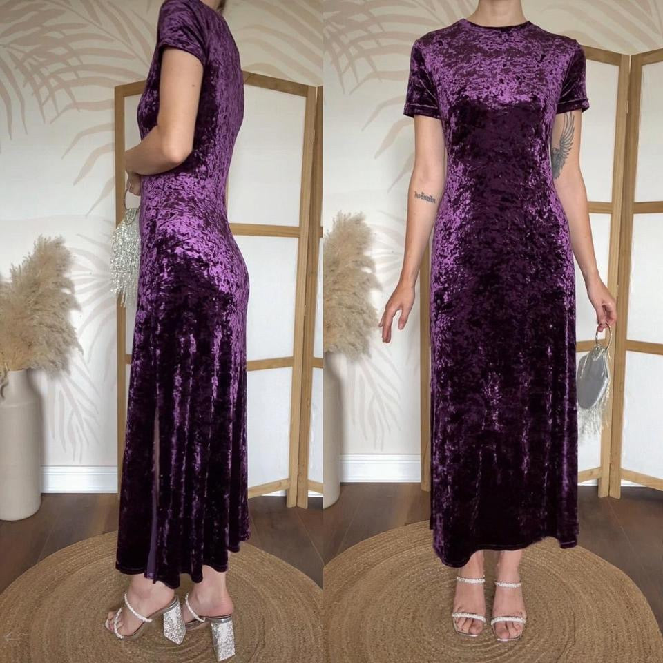 Karen Kane purple velvet petite dress uk 12