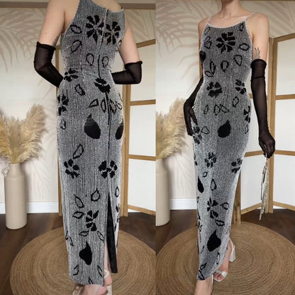 Black & white Serenade silk beaded gown uk 10-12