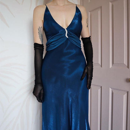 Dave & Johnny blue petite evening dress UK 12