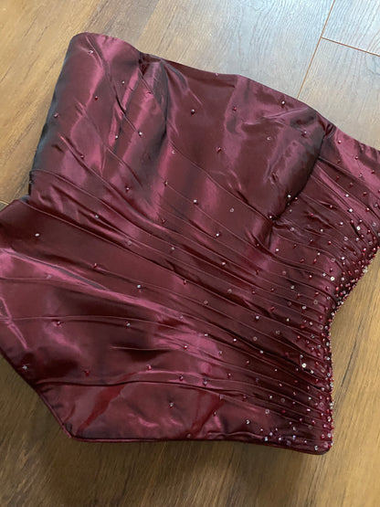 Veromia burgundy 2 piece corset & skirt set UK 8-10