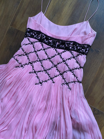 Patric Casey pink 100% silk evening dress uk 10-12