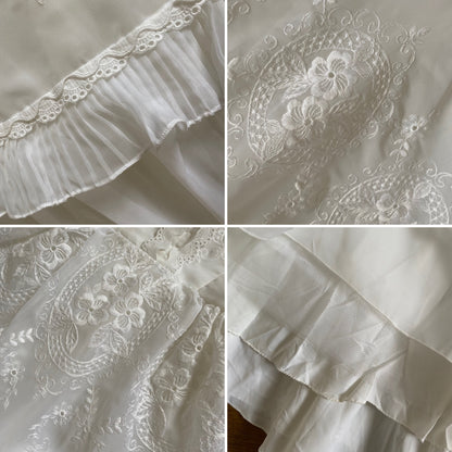 Beautiful white embroidered long sleeve wedding dress uk 6-8