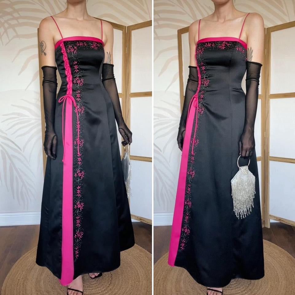 Morgan & Co black & pink a-line prom dress uk 10