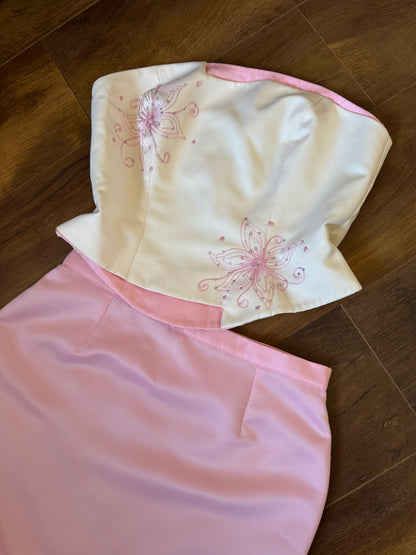 Dynasty pink & white 3-piece prom set uk 12-14