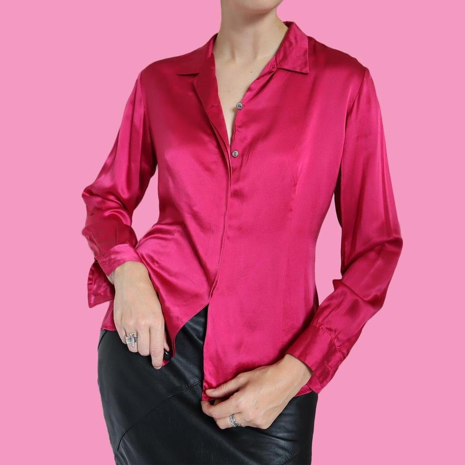 Pink 100% silk blouse UK 12/M