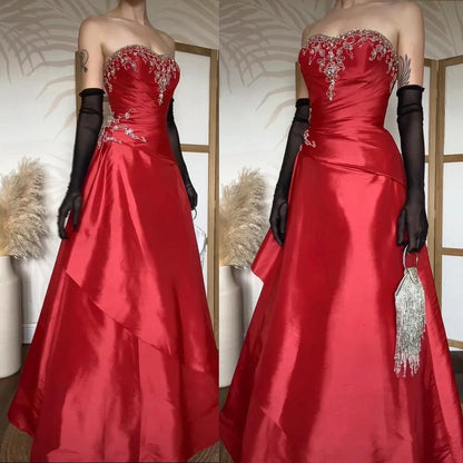 Strapless a-line beaded prom gown uk 12