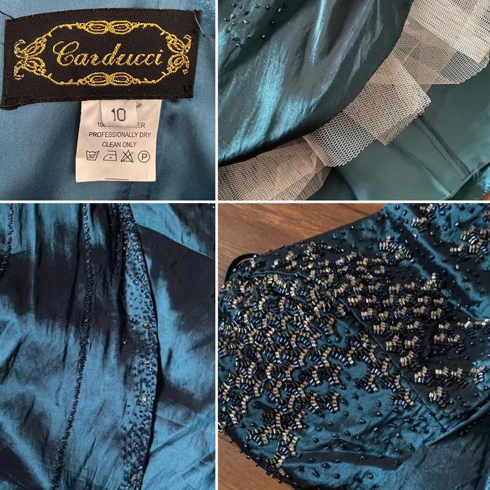 Teal beaded strapless prom dress uk 12