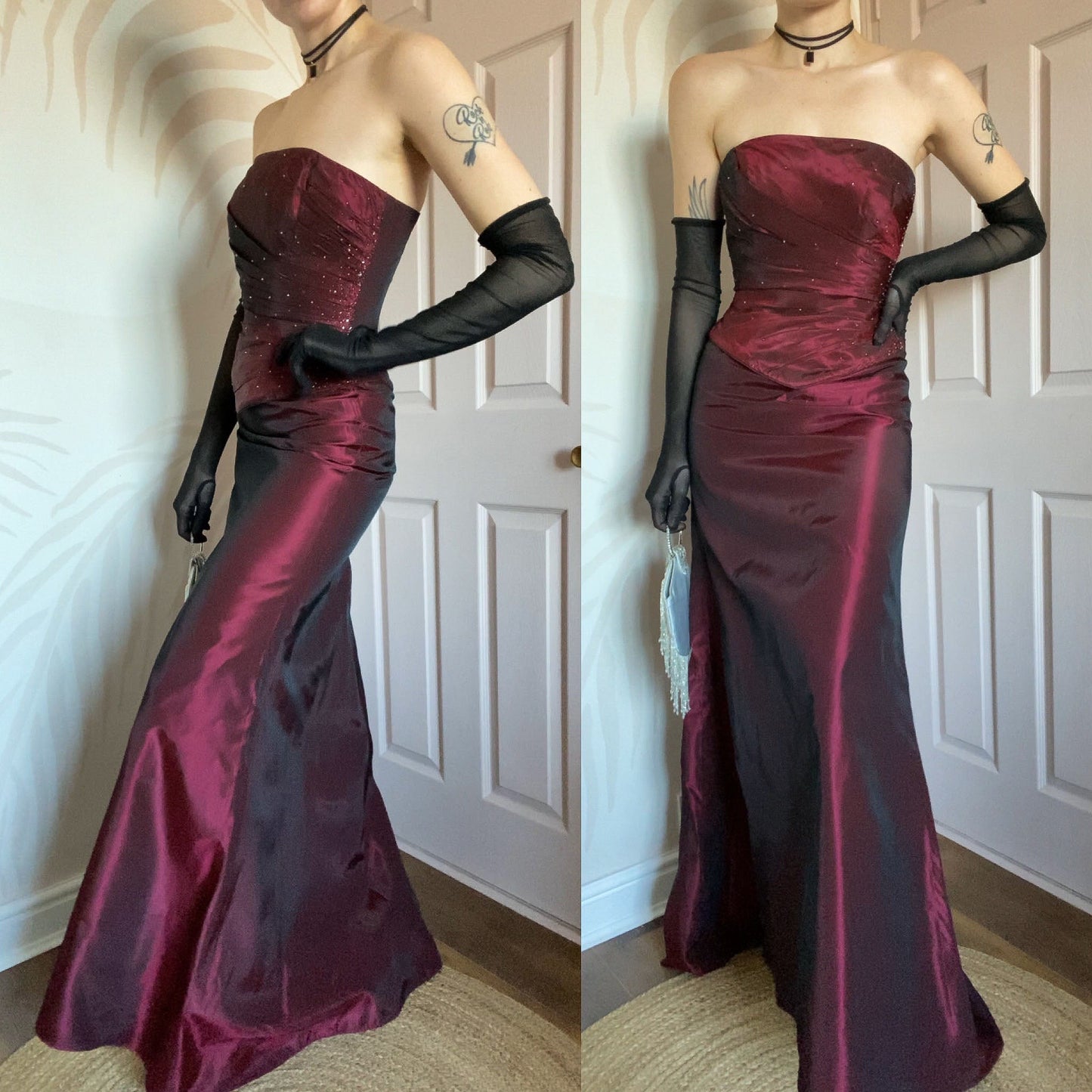 Veromia burgundy 2 piece corset & skirt set UK 8-10