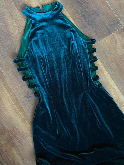 John Charles velvet stretch high neck dress UK 10