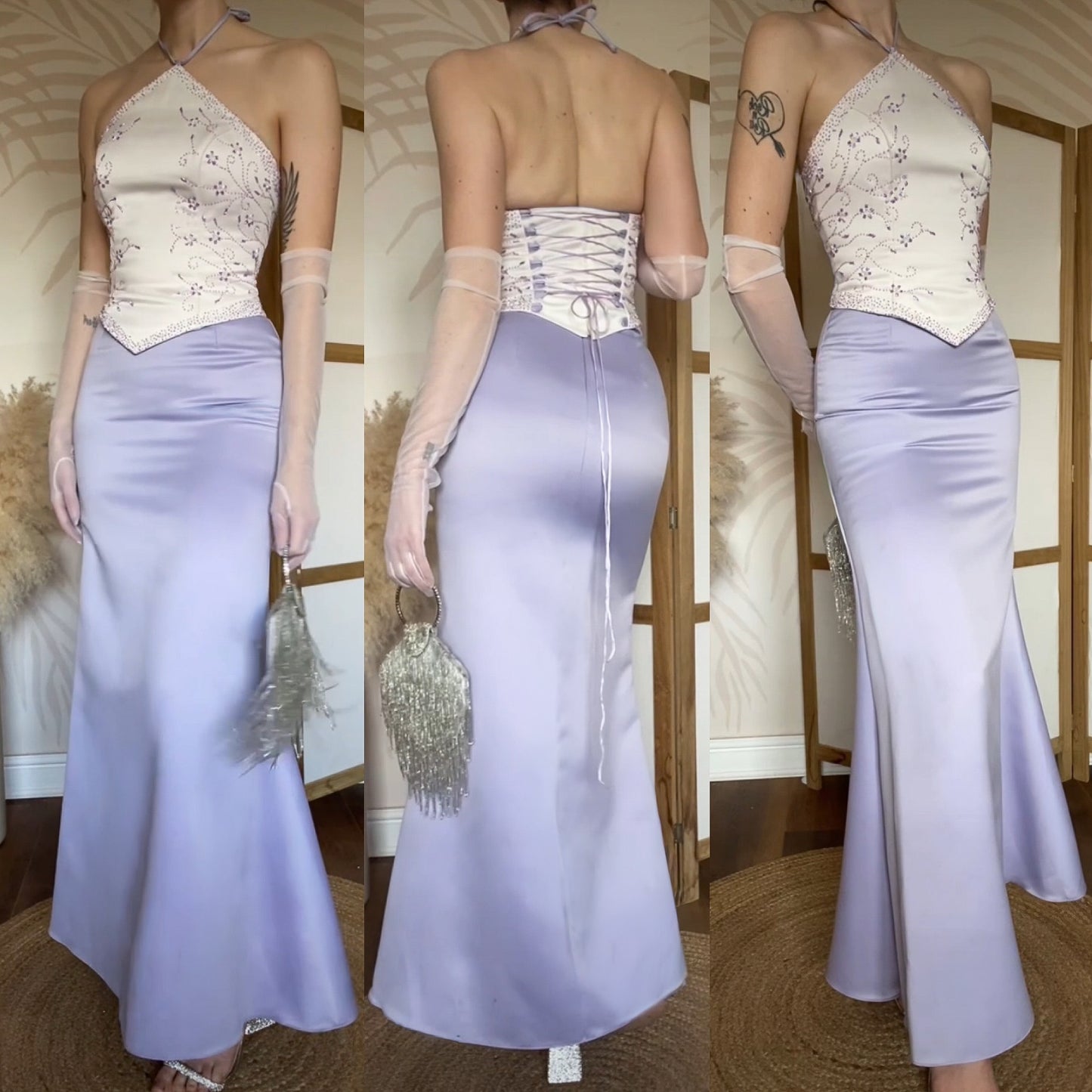 Lilac & white prom 3-piece set uk 6