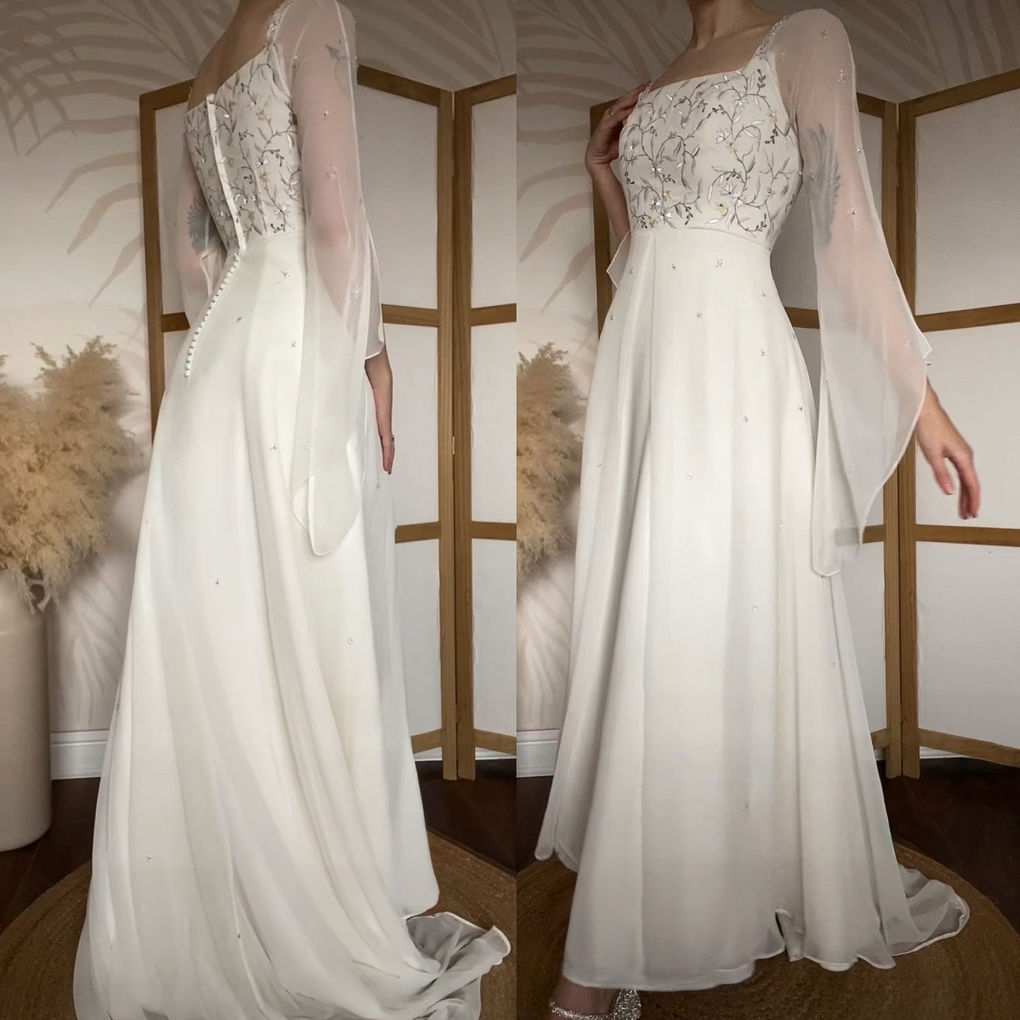Benjamin Roberts long sleeve ethereal wedding dress uk 12