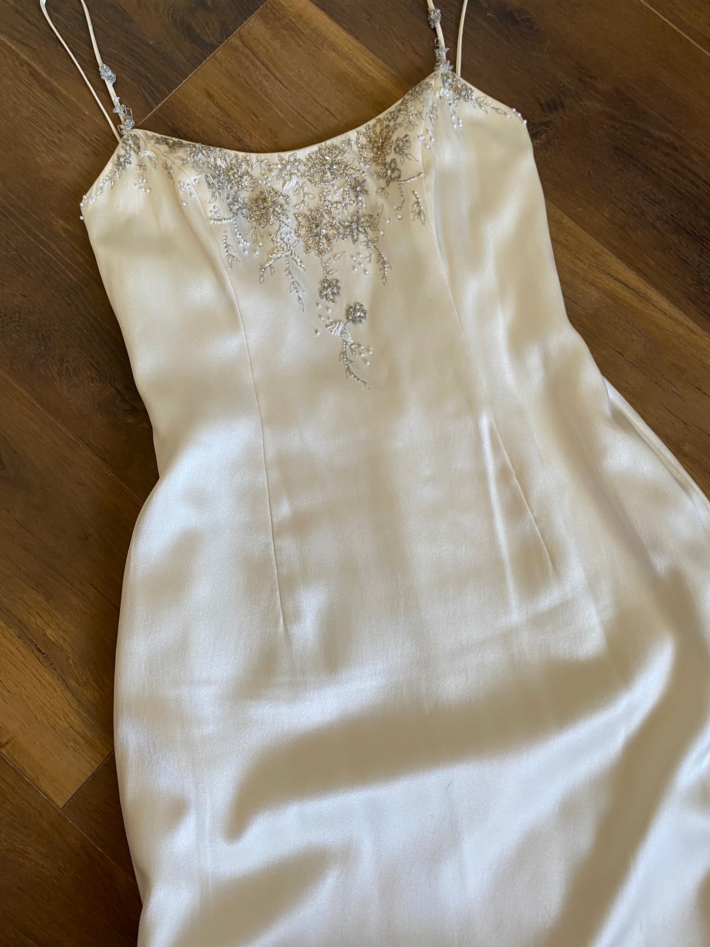100% silk Carol Li Couture ivory low back wedding dress uk 10