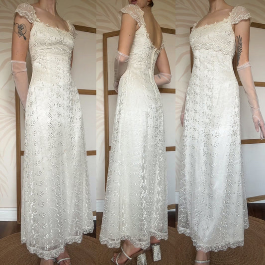 Jessica McClintock ivory lace wedding or evening dress uk 8-10