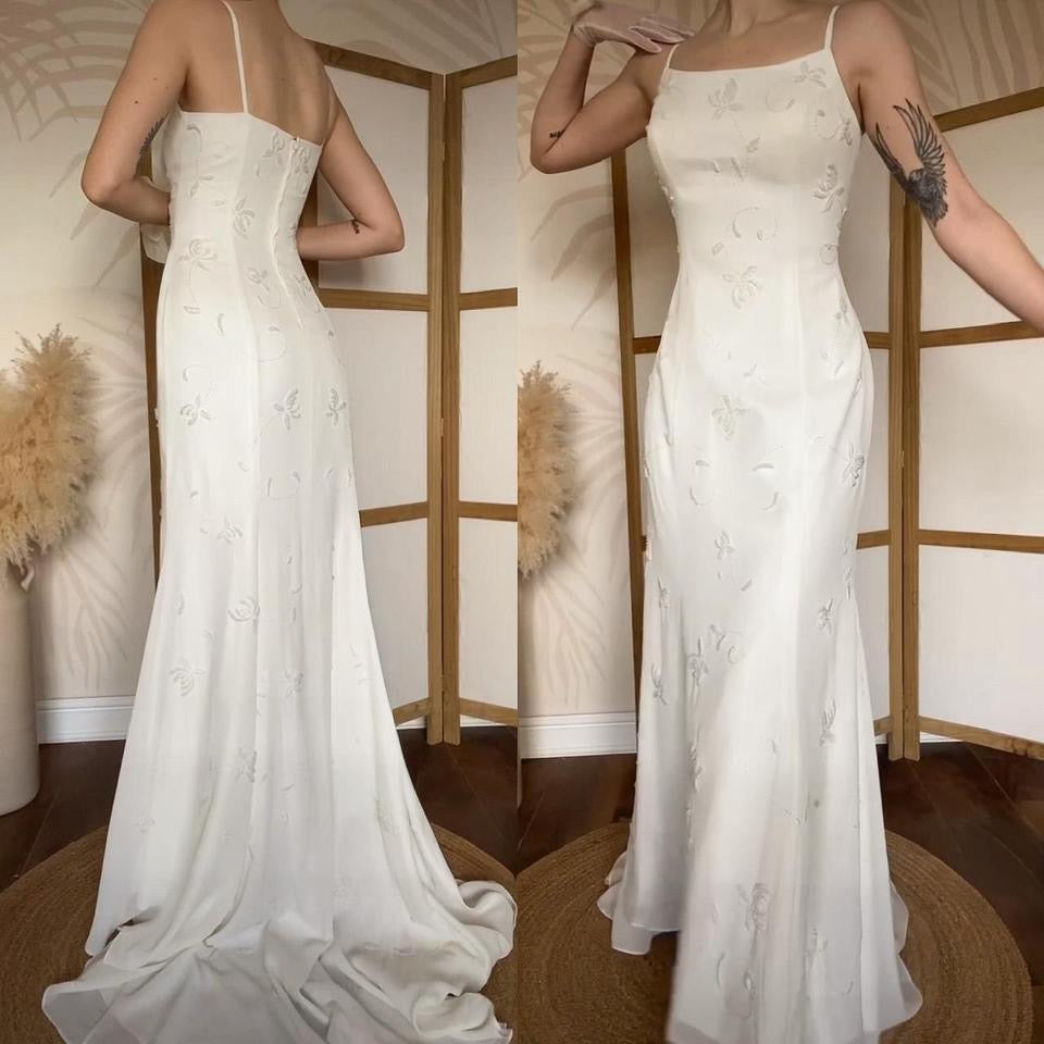 White beaded Berkertex Bride vintage wedding dress uk 12