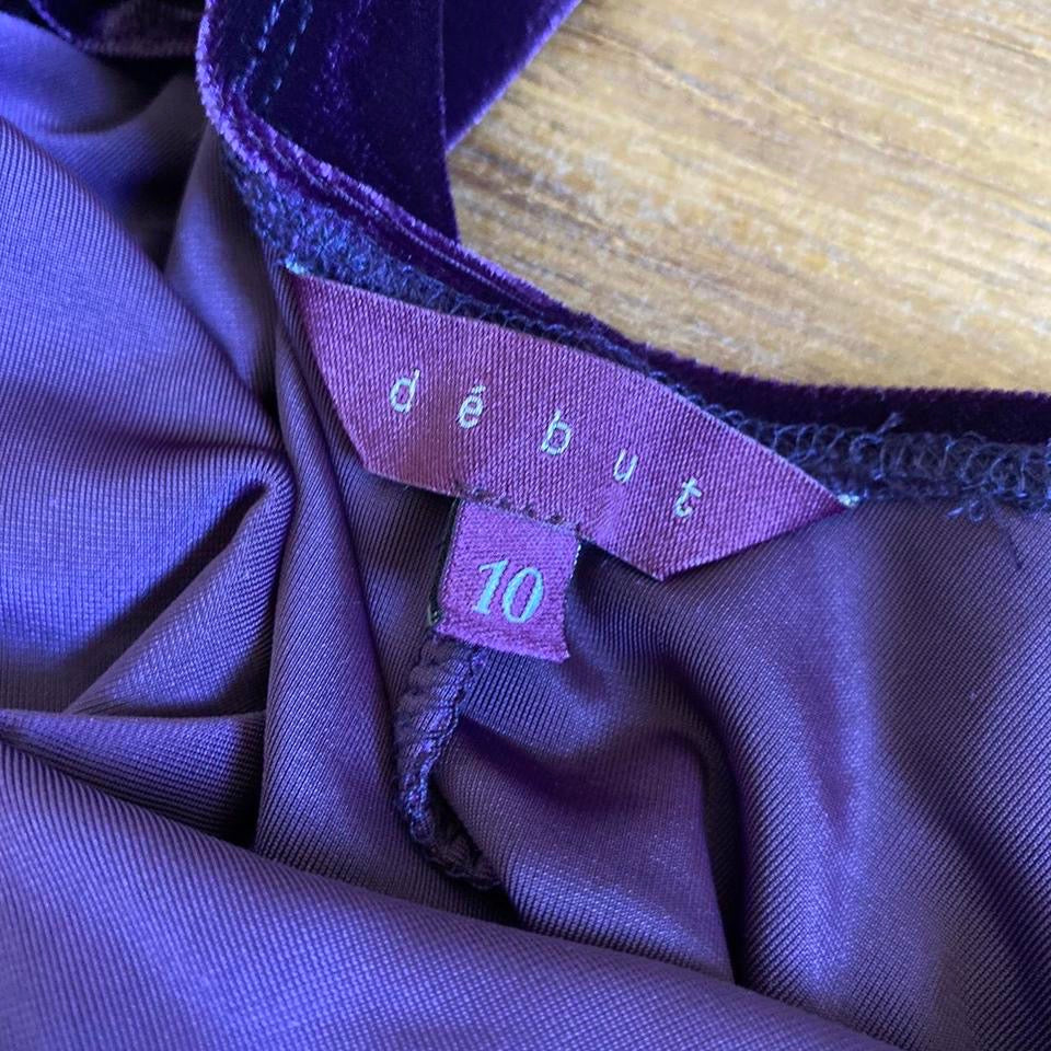Debut Purple Velvet Stretch Bodycon Dress UK 10