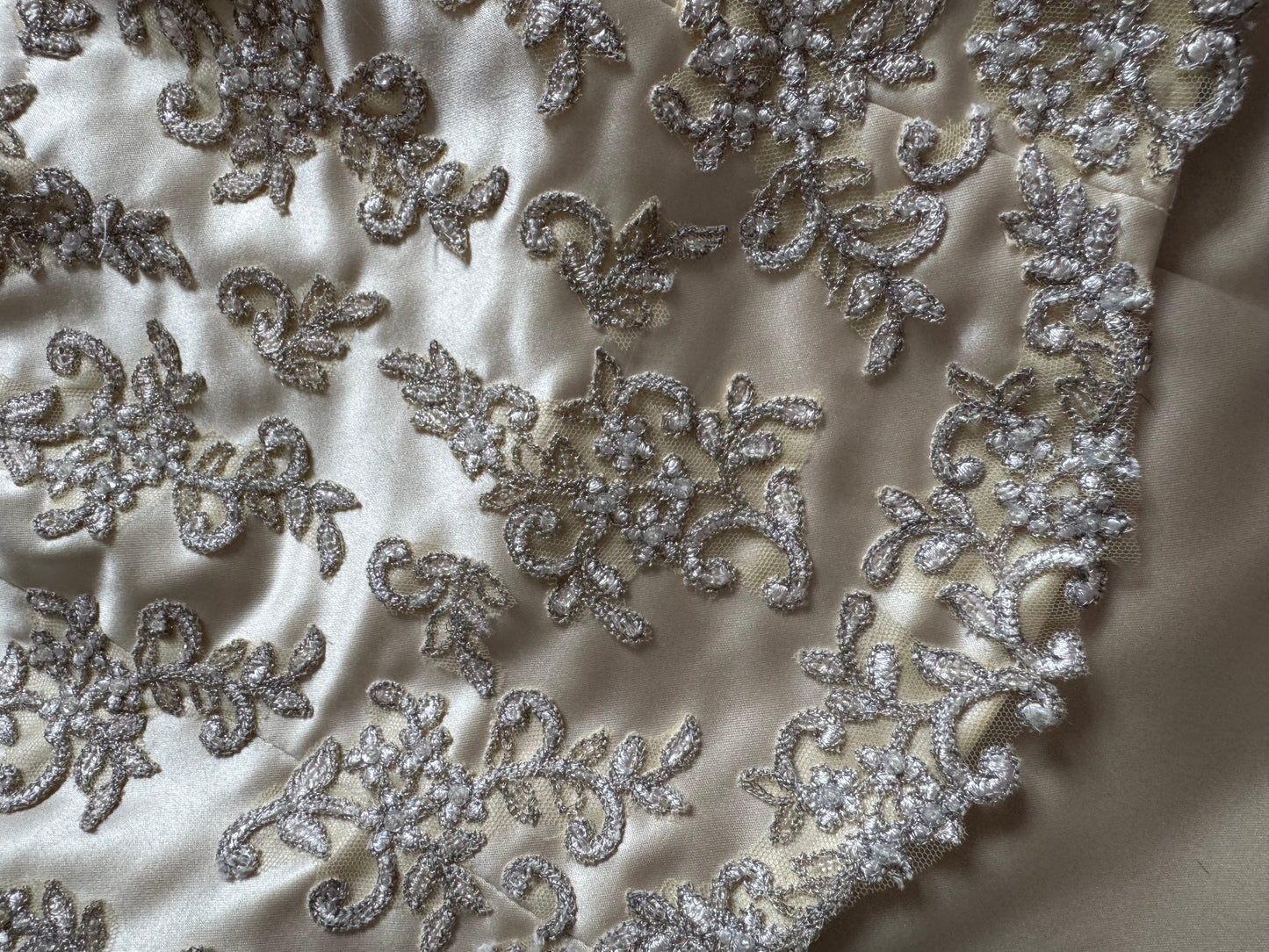 Champagne strapless lace wedding dress uk 12