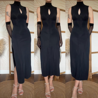 Nick Coleman black stretch evening dress uk 10 & 14
