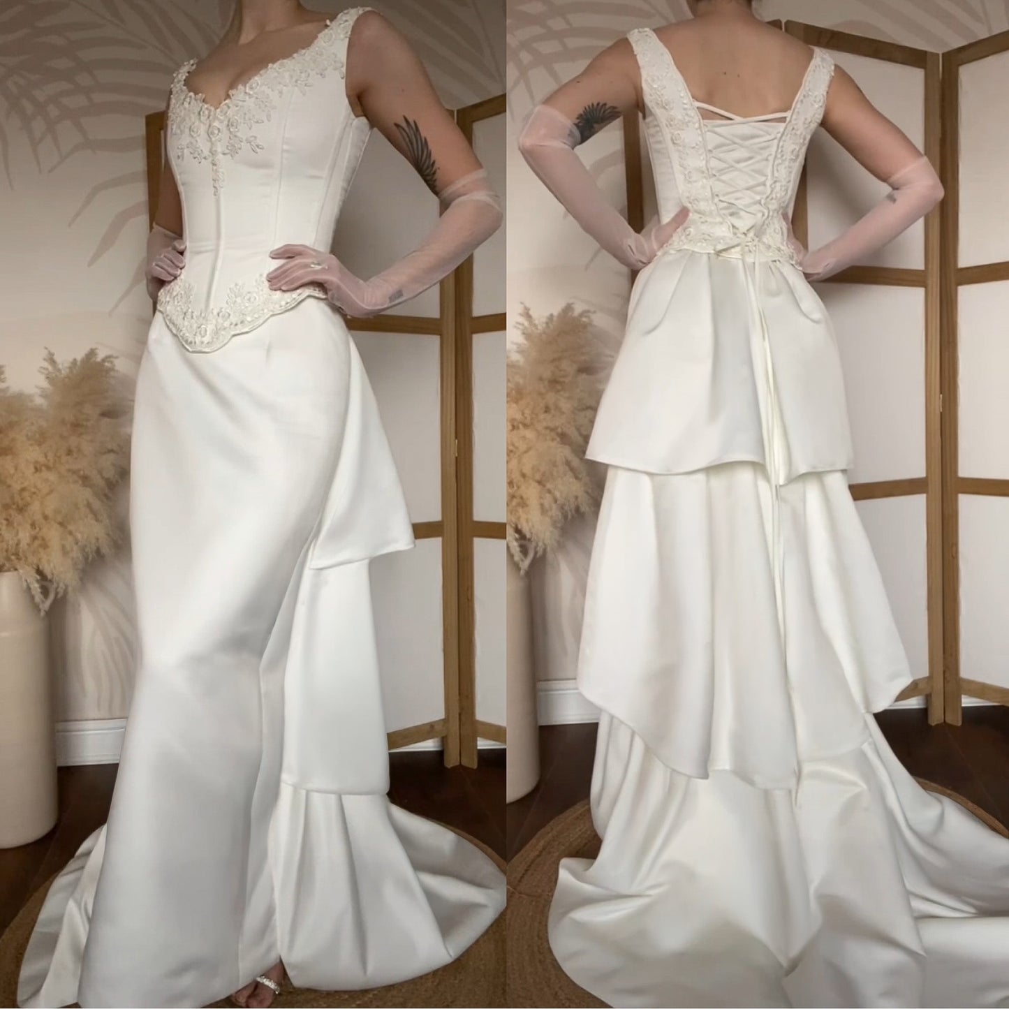 White Sincerity 2-piece corset & skirt wedding set uk 8-10