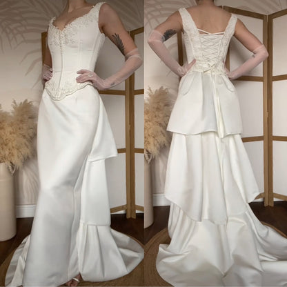 White Sincerity 2-piece corset & skirt wedding set uk 8-10
