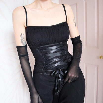 Black Tadashi lace up evening gown UK 10