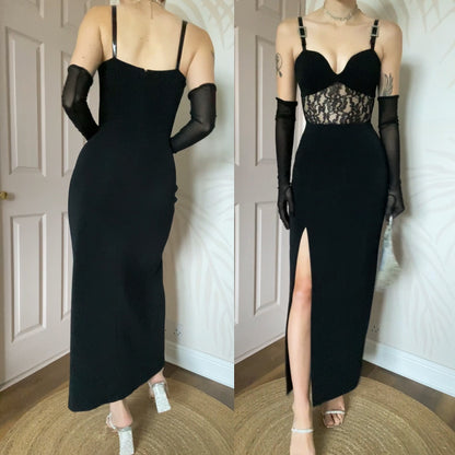 Bernshaw black lace evening dress UK 12