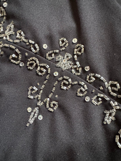Black beaded low back evening dress uk 10