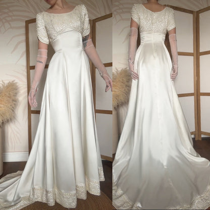 Hilary Morgan ivory satin wedding dress uk 12
