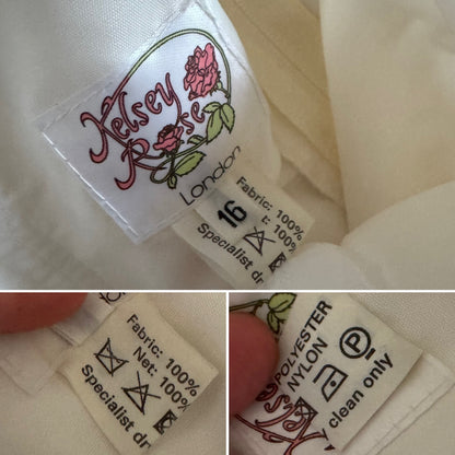 Ivory off shoulder wedding dress with detachable train uk 14-16