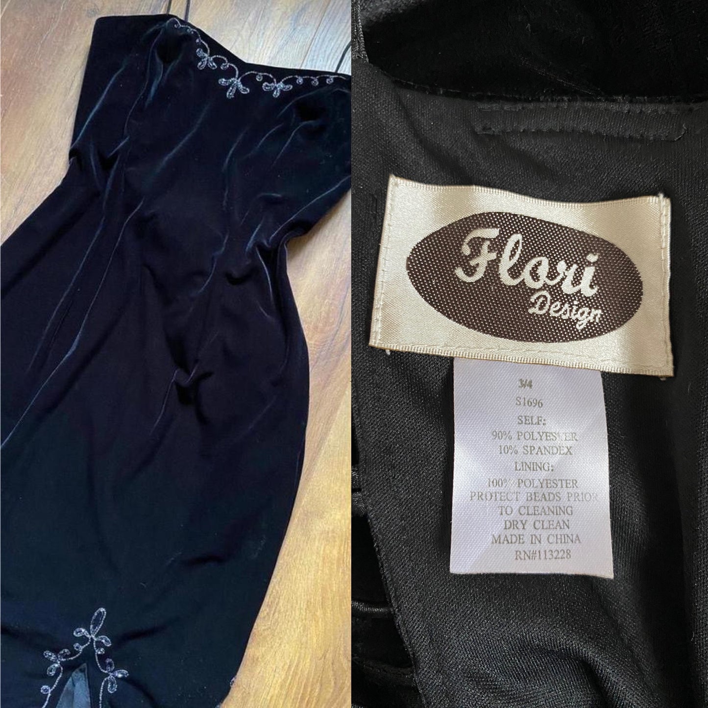 Black velvet 90s lace back evening dress uk 8-10