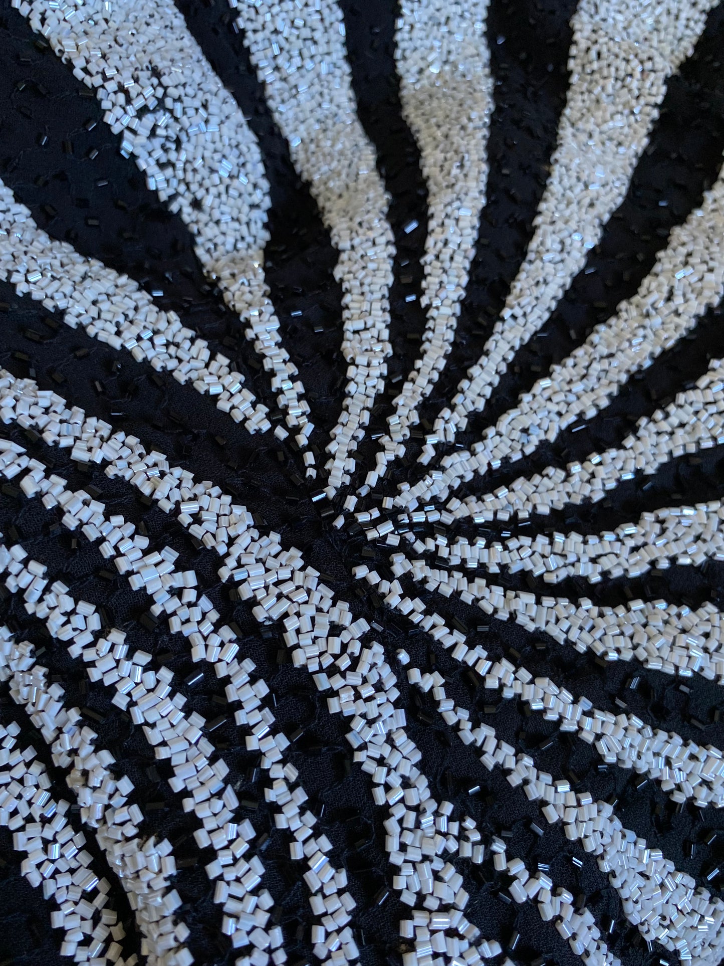 Black & white Kaleidoscope beaded evening gown UK 12