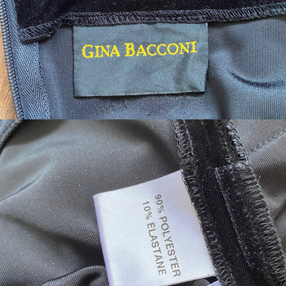 Gina Bacconi black velvet evening gown UK 14