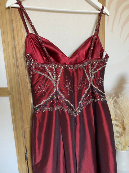 Sousourada dark red beaded prom dress & shawl uk 12-14