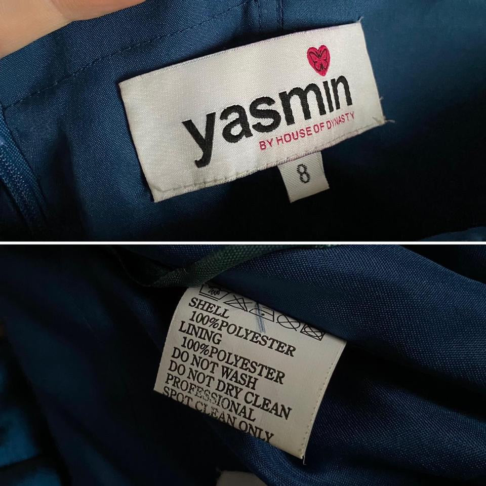 Shimmery blue strapless fishtail prom dress uk 8