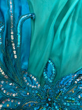 Load image into Gallery viewer, Blue &amp; Green Butterfly Evening Gown UK 6
