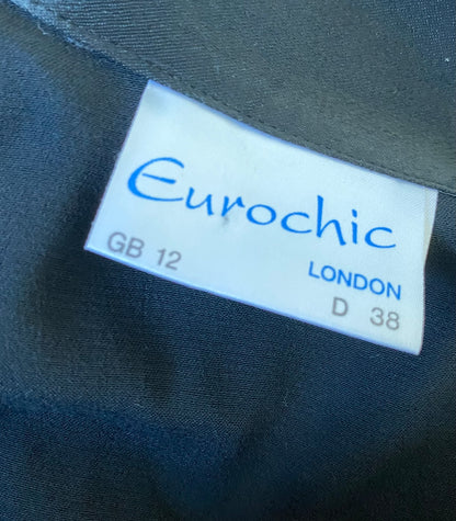 Silky black 2 piece top & trouser set UK 8-10p