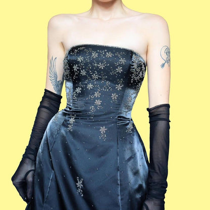 Black Morgan & Co strapless a-line gown UK 10