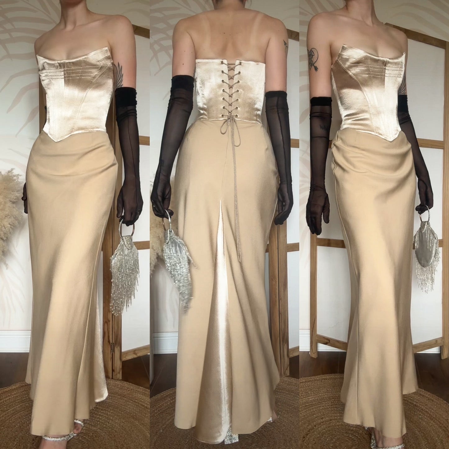 Gold Dawn Stretton corset evening dress UK 12