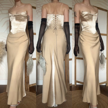 Gold Dawn Stretton corset evening dress UK 12
