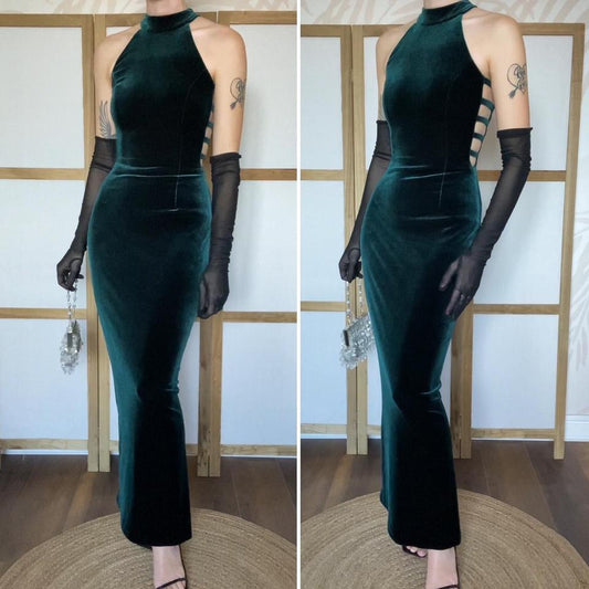 John Charles velvet stretch high neck dress UK 10