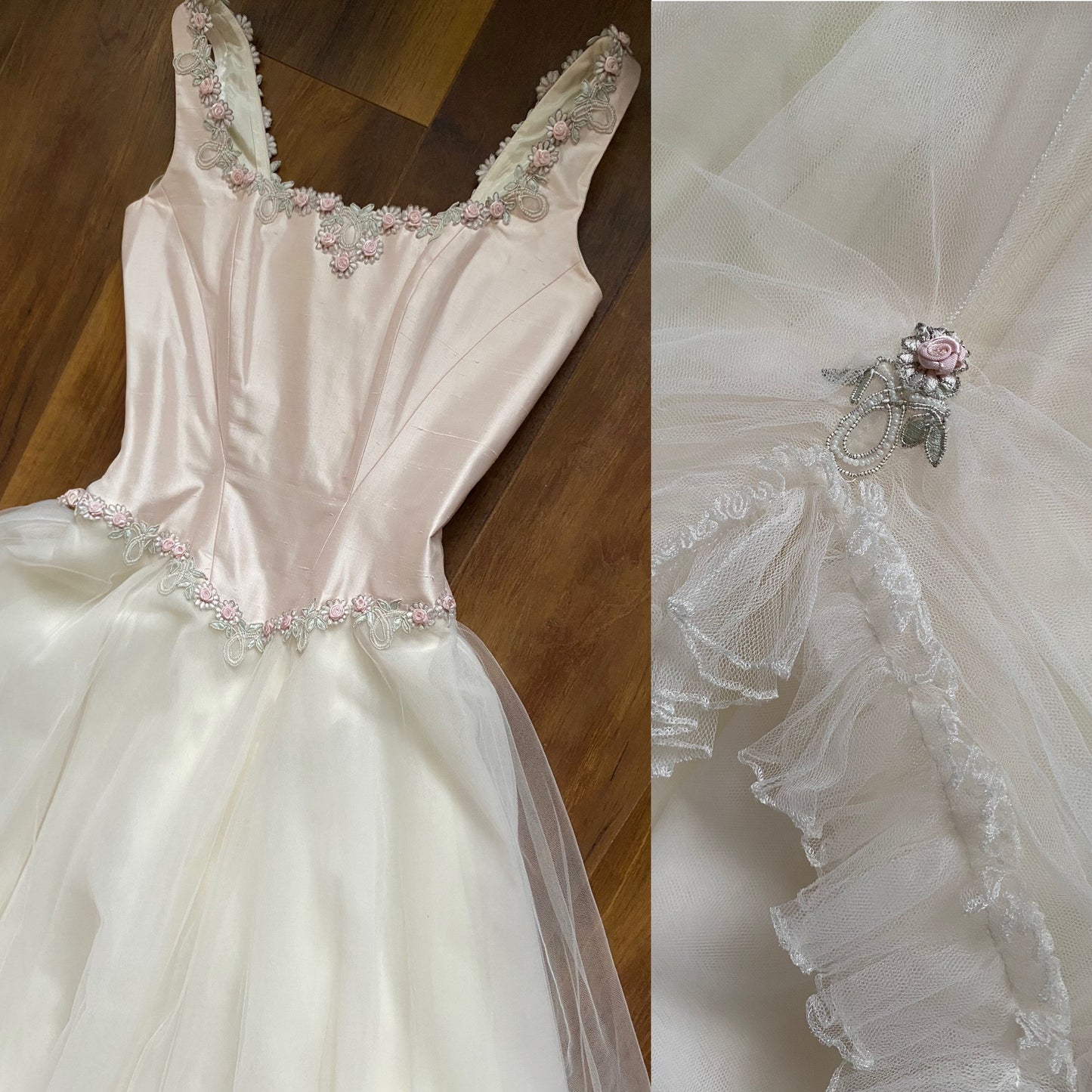 Silk blush pink Helen Marina wedding dress uk 10-12