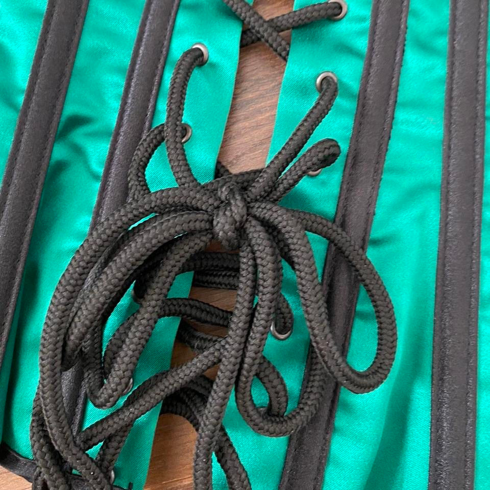 Shirley of Hollywood green zip up corset UK S