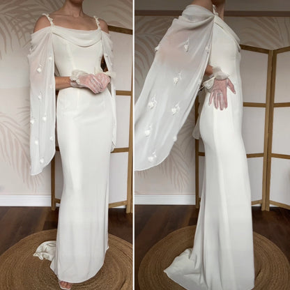 Ellis white long sleeve wedding dress UK 10-12