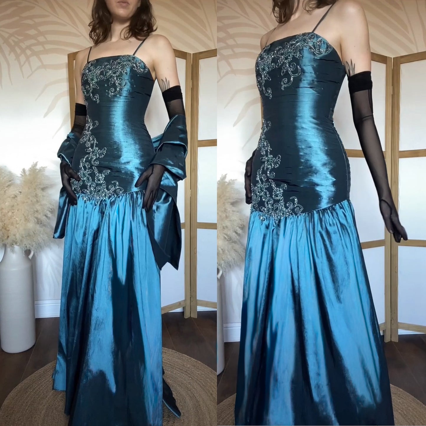 Shimmery blue fit & flare prom dress uk 8-10