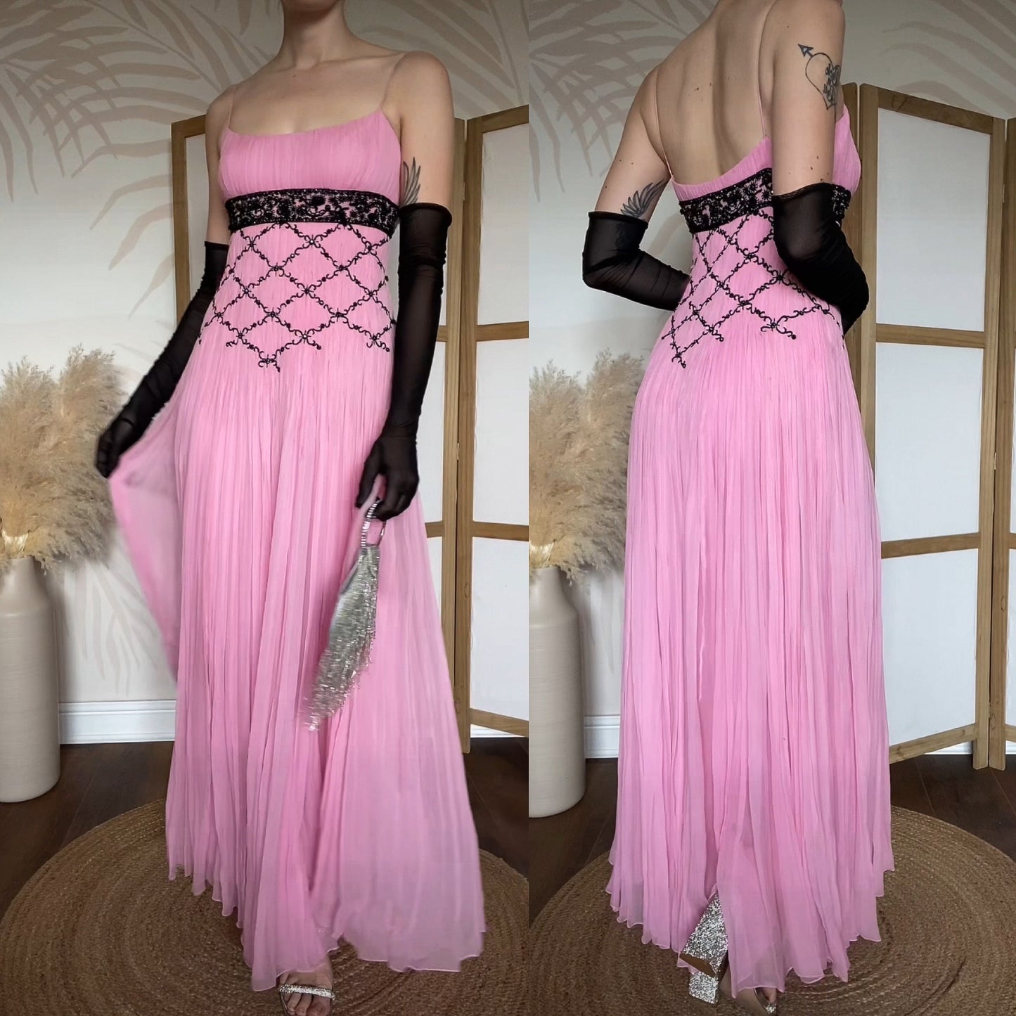 Patric Casey pink 100% silk evening dress uk 10-12