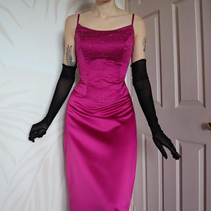 Hilary Morgan fuchsia pink 2 piece evening set UK 12