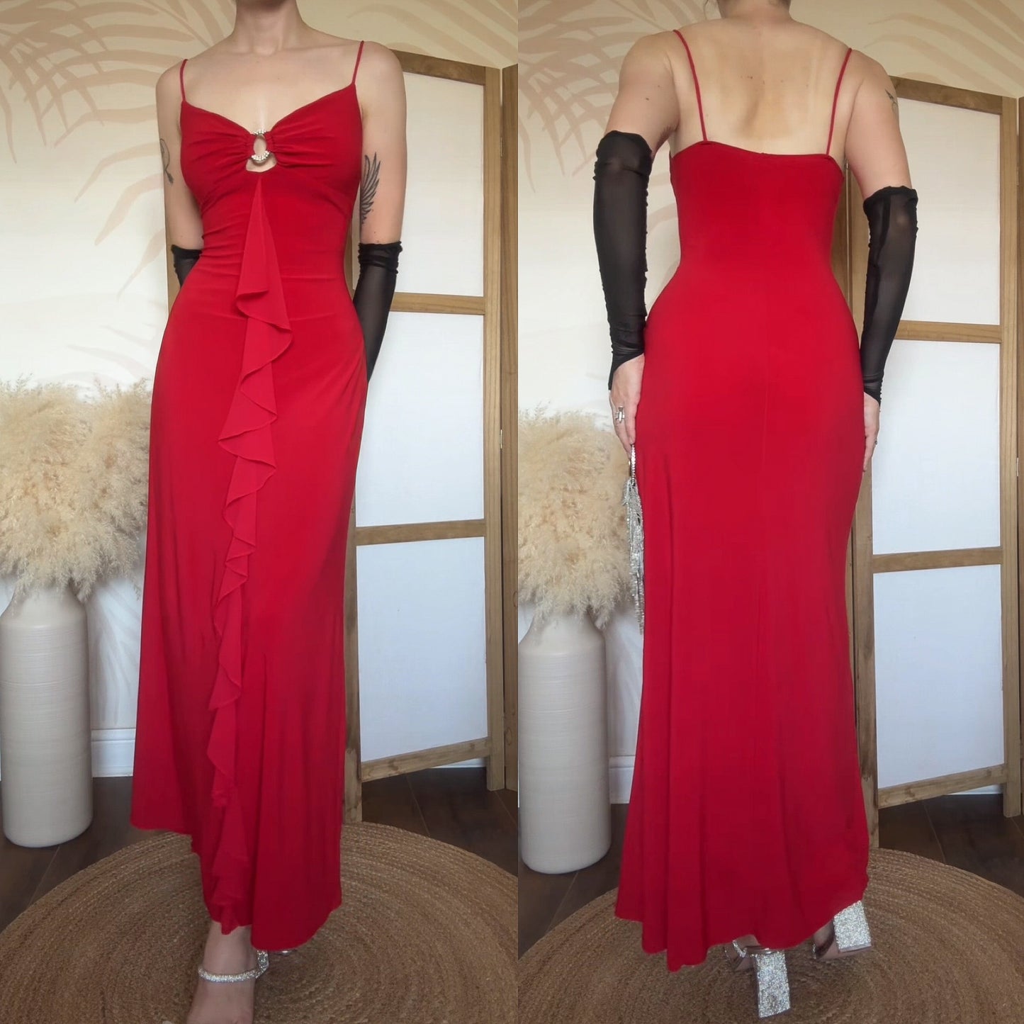 Red stretch bodycon evening dress uk 10-12