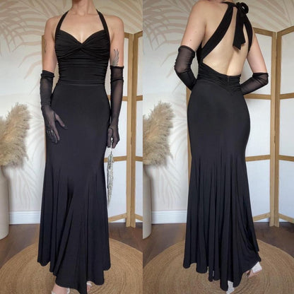 Black Niki Livas stretch evening dress uk 8-10