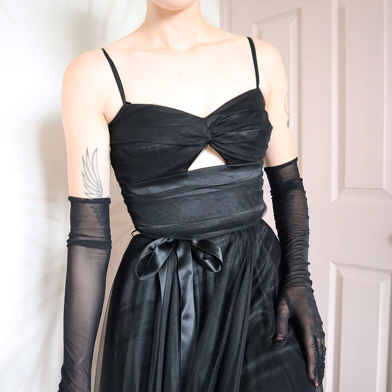 Vera Mont Black Layered Tulle Midi Dress UK 10