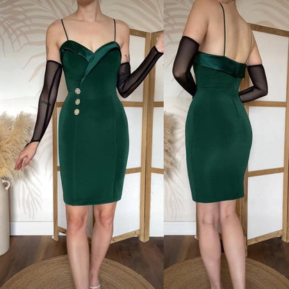 Forest green stretch 2-piece dress & jacket set uk 10