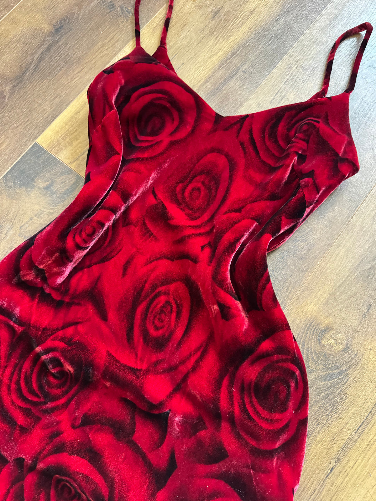 Silk blend rose print velvet slip dress uk 8